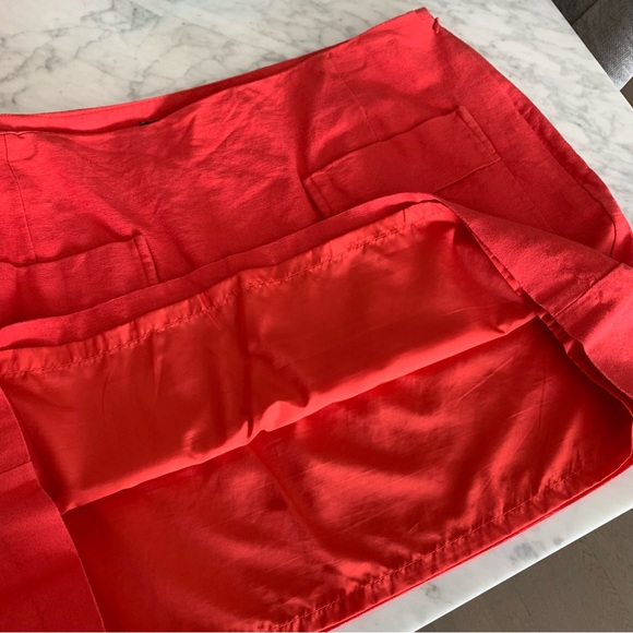 Gap Coral Linen Mini Skirt with Front Pockets - Picture 3 of 7